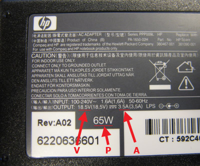 Label of power adapter