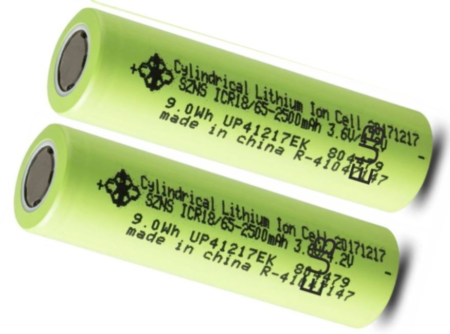 2x Batteria Ricambio Li-Ion CMICR-18650 18650 +box 3,6V 2500 mAH