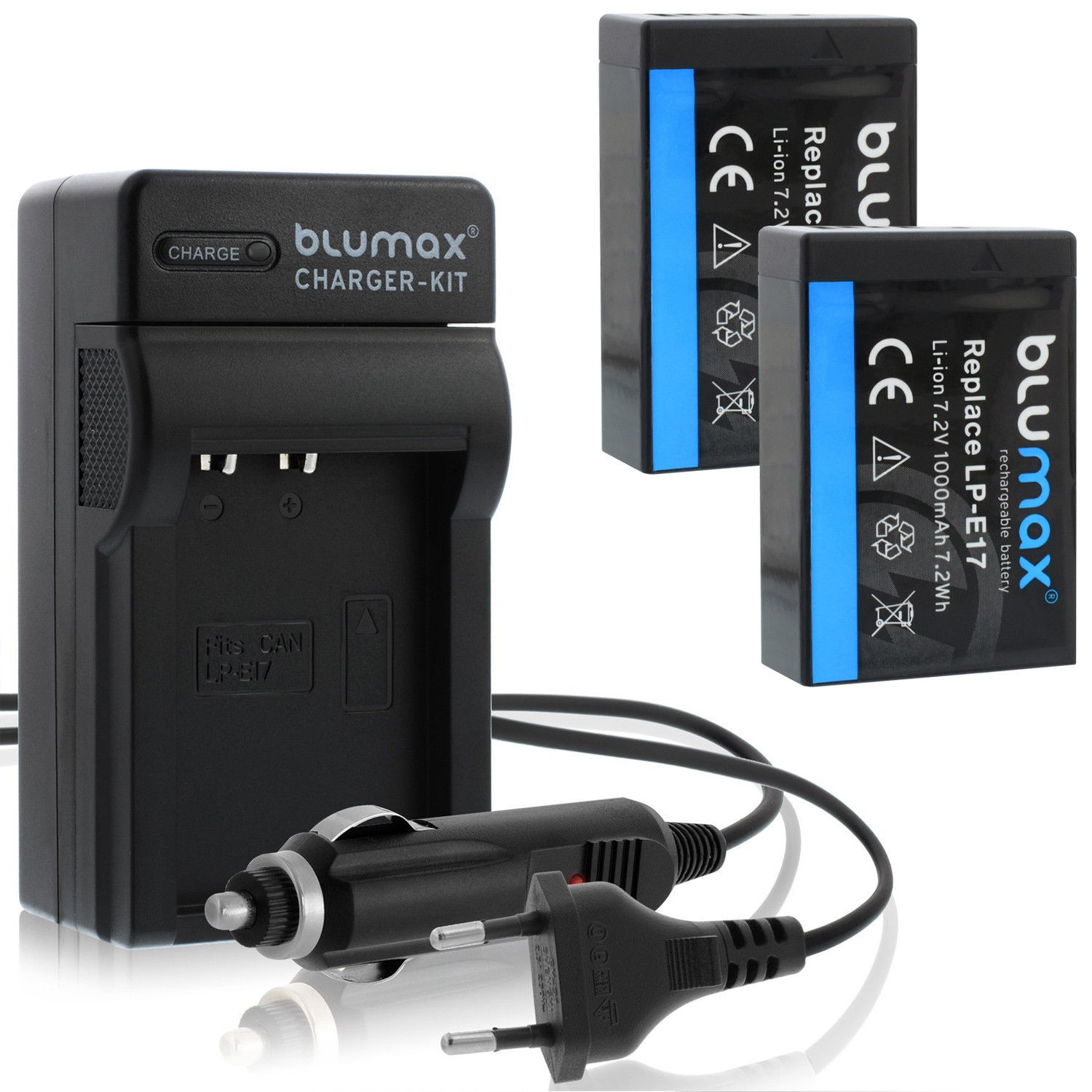 KIT Caricabatteria+2x Batteria BLUMAX Canon LP-E17 EOS 77D 200D