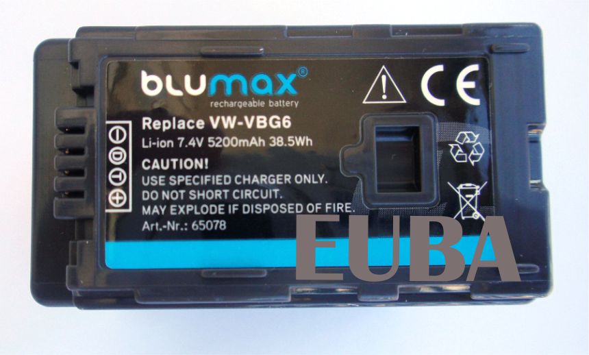 BLUMAX BATTERIA VW-VBG6 5200mA PANASONIC AG-HCM150 HCM151 - Clicca l'immagine per chiudere