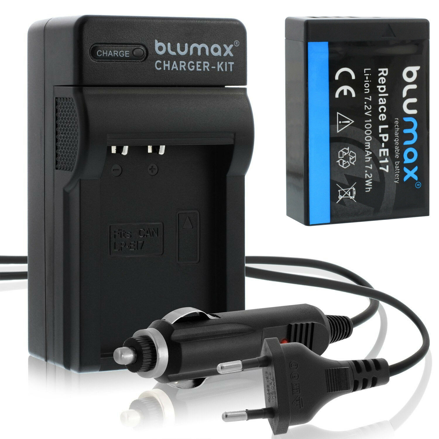 KIT Caricabatteria+1x Batteria BLUMAX Canon LP-E17 EOS 77D 200D