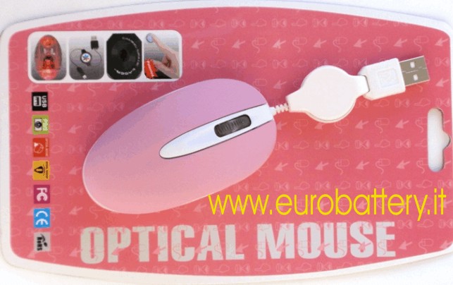 Mouse ROSA PINK Passion cavo USB Retrattile PC NOTEBOOK