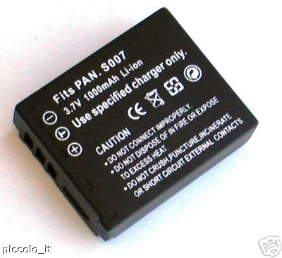 Batteria Panasonic CGA S007 S007E per Lumix DMC-TZ1 TZ2