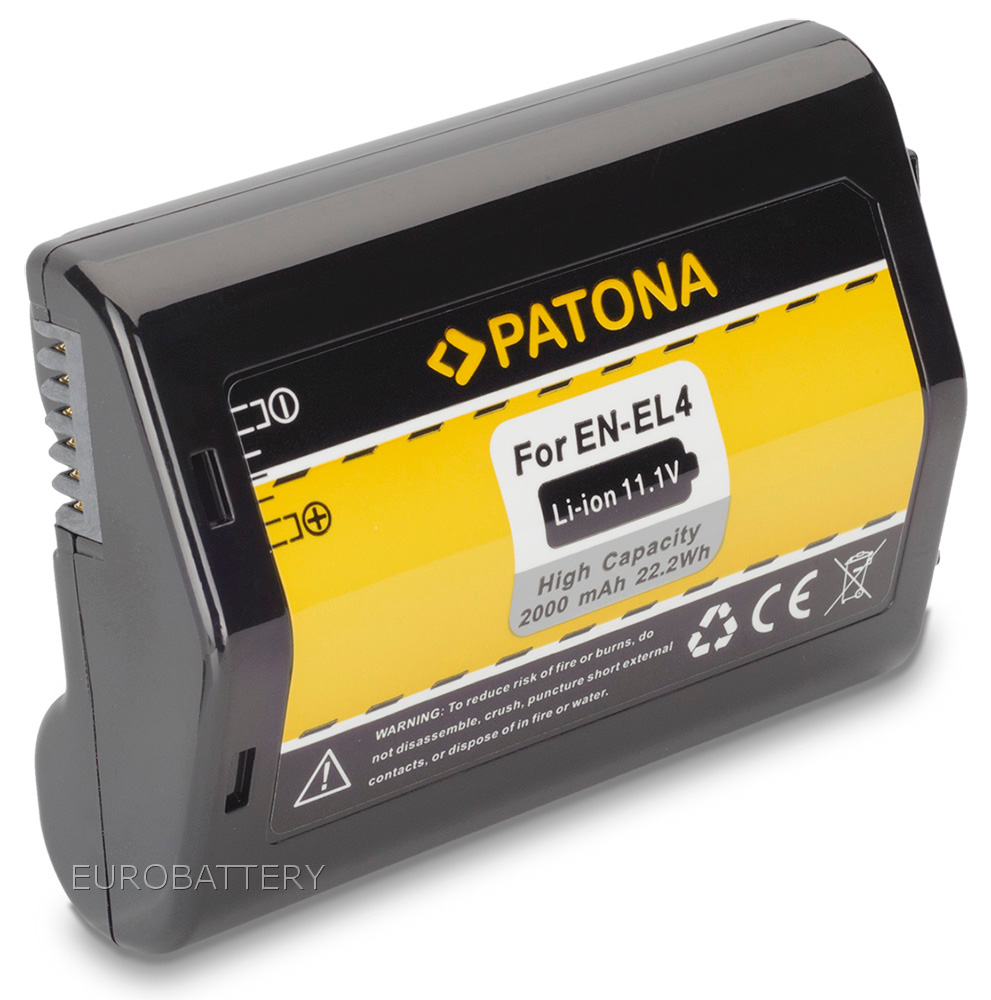 Batteria PATONA HQ per Nikon EN-EL4 EN-EL4A ENEL4 Li-Ion 2000 mA