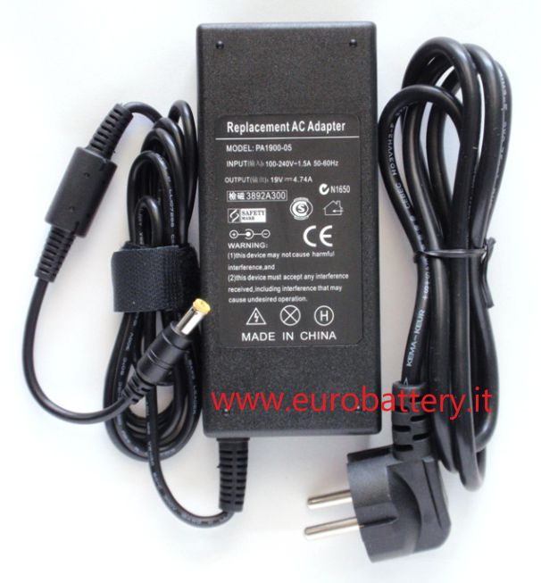 Alimentatore x ACER 19V 4,74A spinotto ext 5,5 int 1,71 90W
